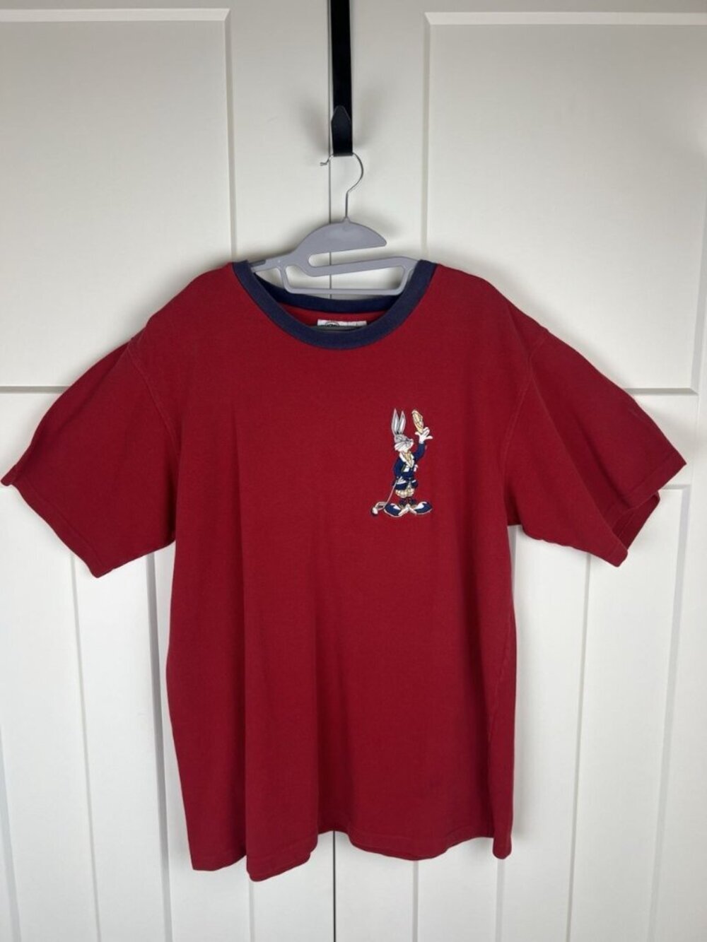 Vintage Acme Clothing Co Bugs Bunny Golfer Embroidered Shirt Men's L Red Looney